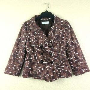 tahari arthur S. levine women's‎ jacket checkered design with white spots size 4